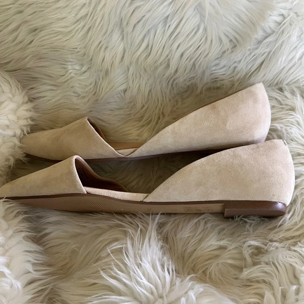 J.Crew Womens Suede d'Orsay Pointed Toe Flats Beige Sand Size 9